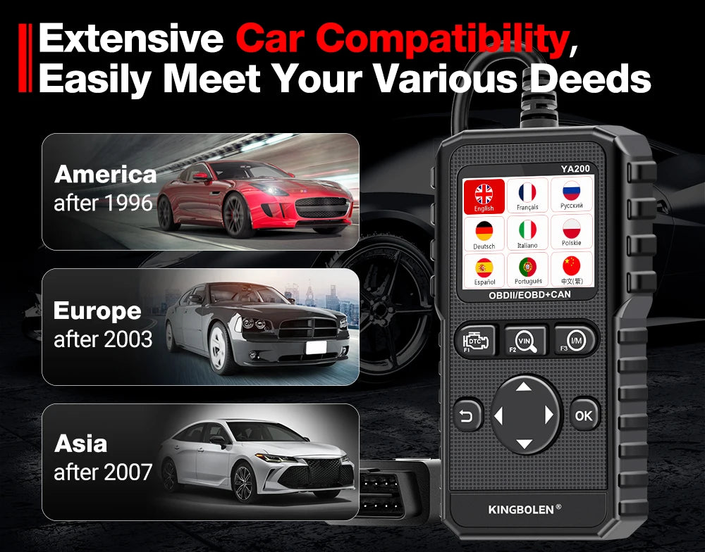 OBD2 Scanner | Multilingual Engine Code Reader, Voltage Test & Free Lifetime Updates