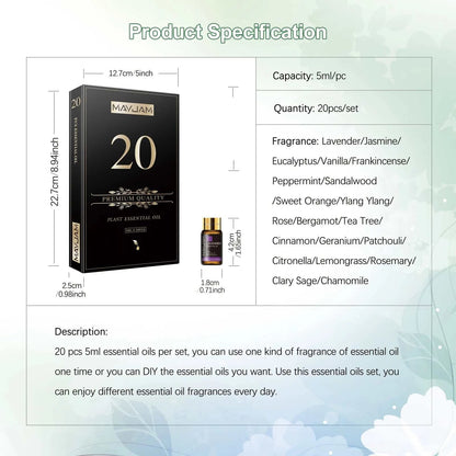 20pcs Gift Box Pure Natural Plant Essential Oils Set