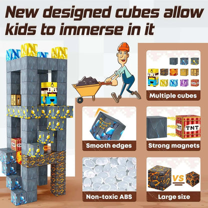 MindShift Toys™ 72pcs Magnetic Blocks - Build It Magnet World Edition | Sword Caverns Montessori Toy for Children