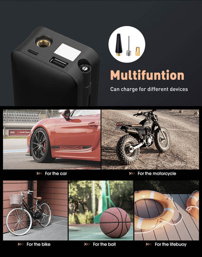 CARSUN Rechargeable Digital Air Pump – Portable Tire Inflator for Cars