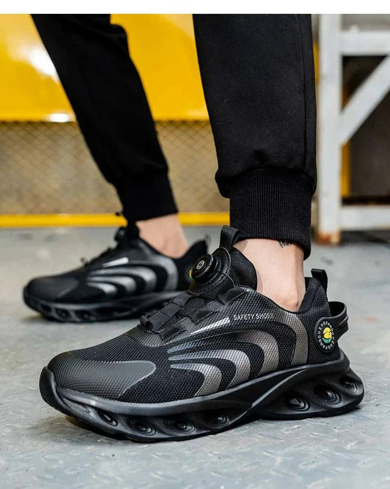 Rotary Buckle Men Safety Shoes Work Boots Safety Steel Toe Shoes Men Anti-smash Anti-puncture Work Sneakers Indestructible Shoes