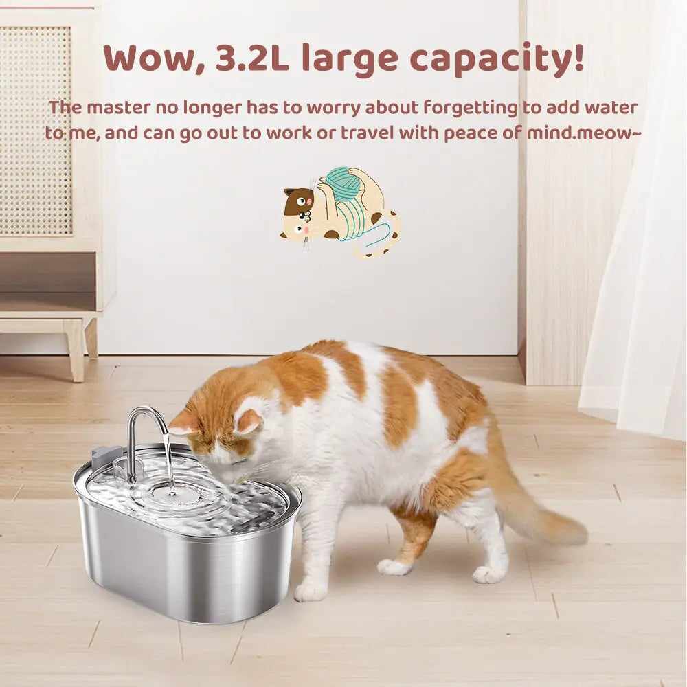 Stainless Steel Cat Water Dispenser – Durable, Hygienic, & Stylish Continuous Water Fountain for Happy, Hydrated Kitties