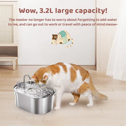 Stainless Steel Cat Water Dispenser – Durable, Hygienic, & Stylish Continuous Water Fountain for Happy, Hydrated Kitties