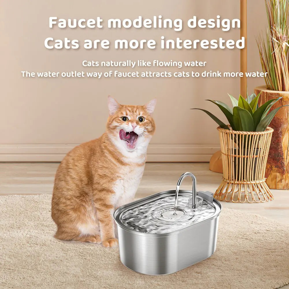 Stainless Steel Cat Water Dispenser – Durable, Hygienic, & Stylish Continuous Water Fountain for Happy, Hydrated Kitties